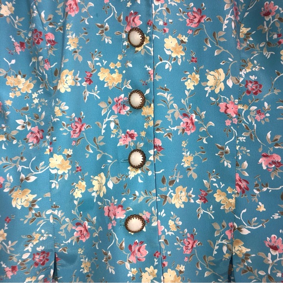 Vintage Blue Floral short sleeve scalloped hem Blazer Suit NWOT - Picture 4 of 6